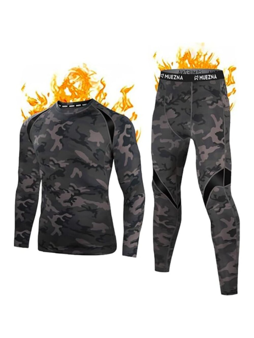Men's Camo Thermal Underwear Set Fleece Lined Long Johns Base Layer